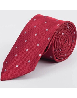Прокат галстука бордового цвета с белым редким узором для мужского костюма, изображение 1