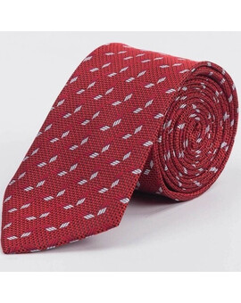 Прокат галстука красного цвета с фактурным белым узором для мужского костюма, изображение 1