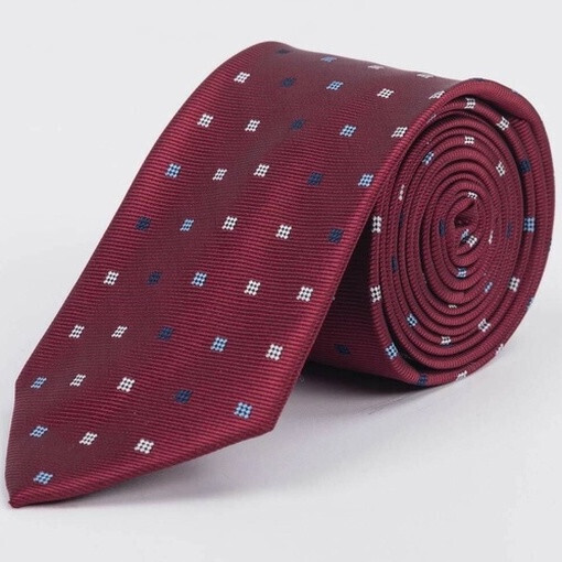 Прокат галстука бордового цвета с разноцветным узором для мужского костюма