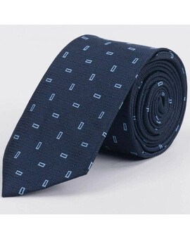 Прокат галстука темно-синего цвета с прямоугольным узором для мужских костюмов, изображение 1