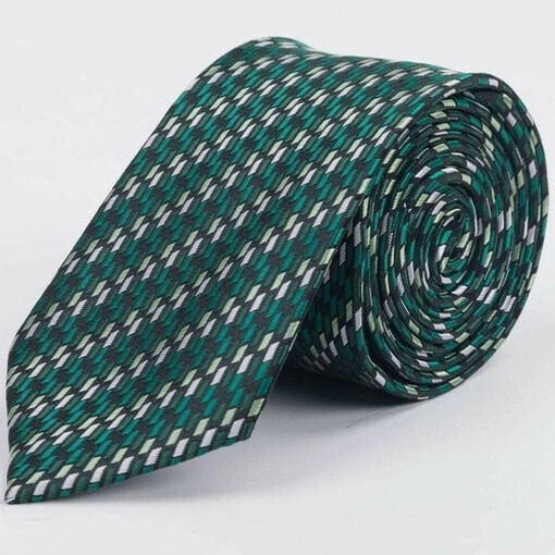 Прокат галстука зеленого цвета в узорную полоску для мужских костюмов