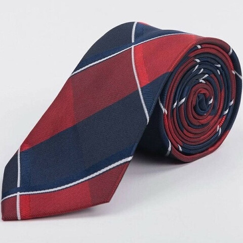 Прокат галстука красного цвета в крупную клетку для мужских костюмов