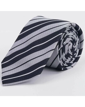 Серый галстук напрокат с чередующимися черными полосками для мужского костюма, изображение 1