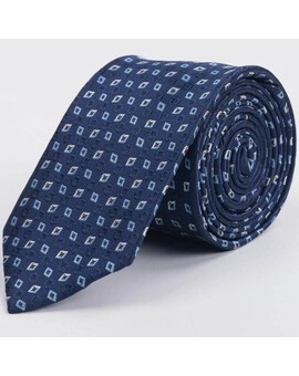 Синий галстук напрокат с разноцветным узором для мужского костюма, изображение 1