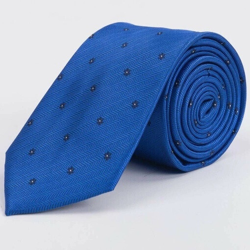 Синий галстук напрокат с цветочным узором для мужского костюма