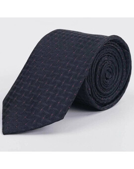 Черный фактурный галстук напрокат с точечным розовым узором для мужского костюма, изображение 1