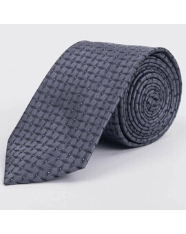 Серый галстук напрокат с узором и белыми точечными вставками для мужских костюмов, изображение 1