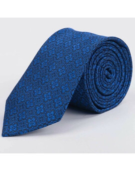 Галстук напрокат синего цвета с фактурным чередующимся узором для мужских костюмов, изображение 1