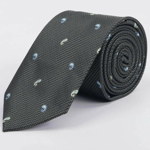 Галстук напрокат с фактурой зеленого цвета и двухцветным узором для мужского костюма