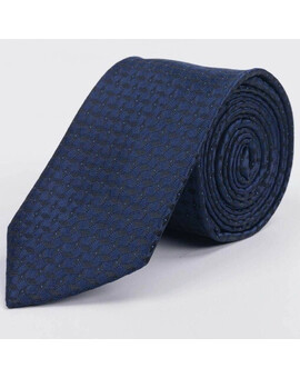 Галстук напрокат синего цвета с ромбовидным и точечным узором для мужского костюма, изображение 1