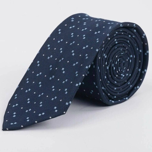 Галстук напрокат синего цвета с двумя видами узоров квадратной формы для мужского костюма
