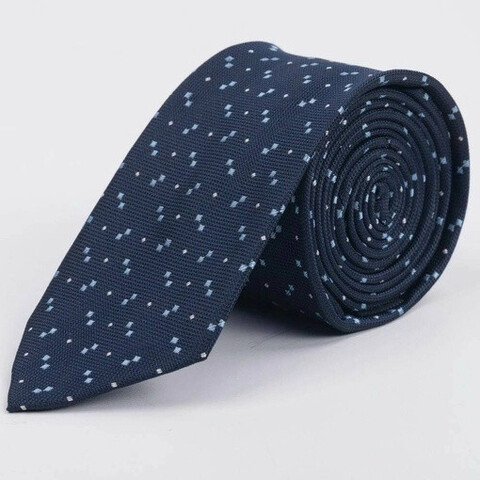 Галстук напрокат синего цвета с двумя видами узоров квадратной формы для мужского костюма