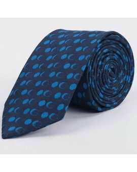Галстук напрокат синего цвета с двухцветным узором овальной формы для мужских костюмов, изображение 1