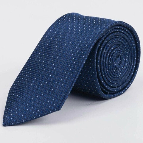 Галстук напрокат синего цвета с двухцветным точечным узором для мужских костюмов