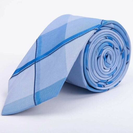 Голубой галстук в крупную клетку для мужского костюма в аренду