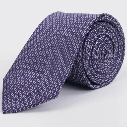 Фиолетовый галстук в аренду с белым структурированным узором для мужских костюмов