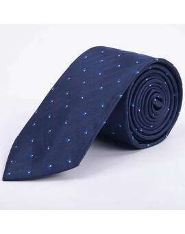 Аренда синего галстука в фактурную полоску с квадратным бело-голубым узором для мужского костюма, изображение 1