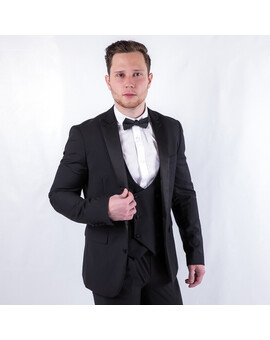 Аренда смокинга черного цвета с двубортной жилеткой, изображение 1