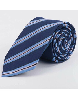 Аренда синего галстука в трехцветную полоску для мужского костюма, изображение 1