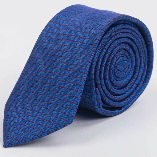 Аренда синего галстука с красным непересекающимся узором для мужских костюмов