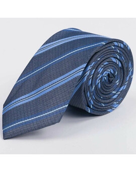 Арендовать галстук голубого цвета в синюю мульти полоску для мужского костюма, изображение 1