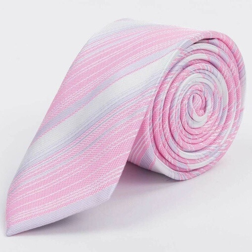 Арендовать галстук розового цвета в белую мульти полоску для мужских костюмов