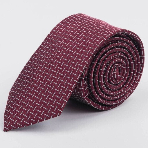 Арендовать галстук бордового цвета с белым узором для мужских костюмов