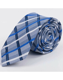 Аренда голубого галстука в крупную разноцветную клетку для мужских костюмов, изображение 1