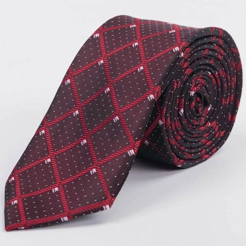 Аренда бордового галстука в крупную клетку с белым узором мульти для мужских костюмов