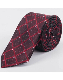 Аренда бордового галстука в крупную клетку с белым узором мульти для мужских костюмов, изображение 1