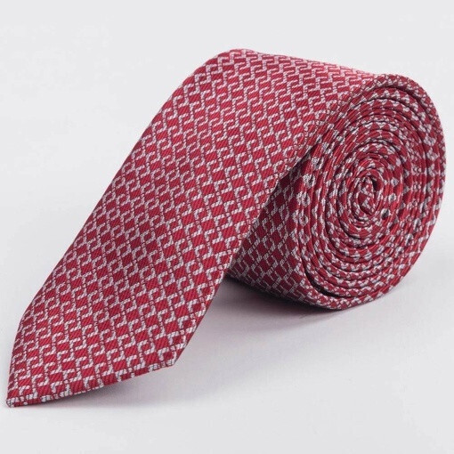 Прокат красного галстука с белым узором для мужского костюма
