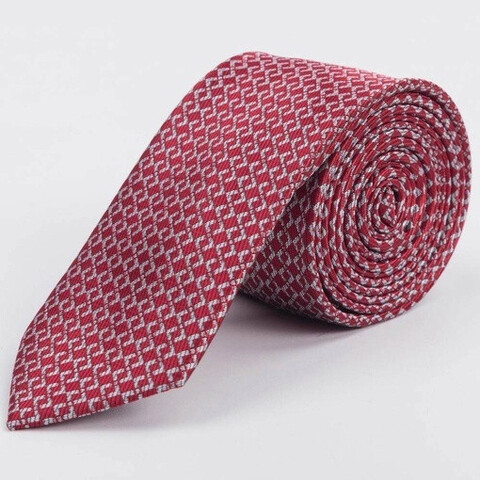 Прокат красного галстука с белым узором для мужского костюма