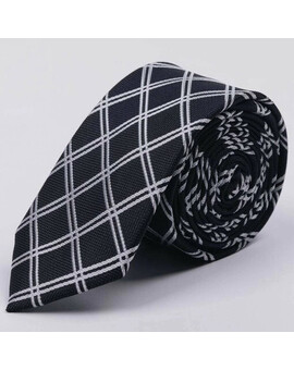 Аренда черного галстука в крупную белую клетку для мужских костюмов, изображение 1