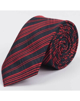 Прокат красного галстука в черную полоску мульти для мужских костюмов, изображение 1