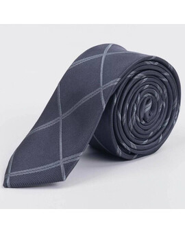 Аренда узкого темно-серого галстука в крупную клетку для мужских костюмов, изображение 1