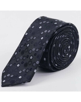 Аренда узкого галстука черного цвета с кольцевым узором мульти для мужского костюма, изображение 1