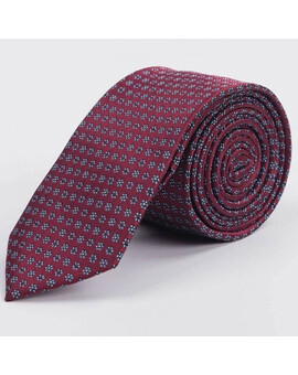 Прокат бордового галстука с голубым цветочным узором для мужских костюмов, изображение 1