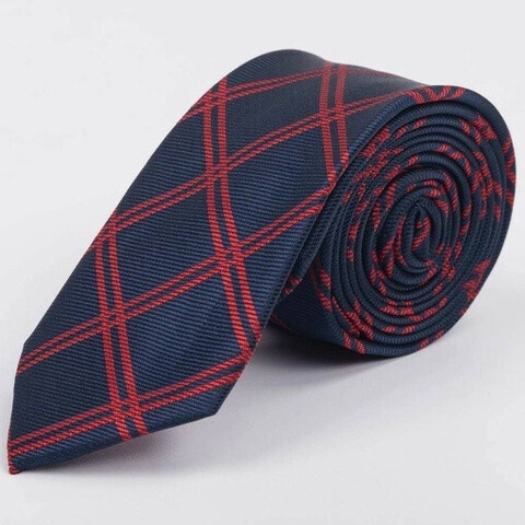 Прокат синего галстука в красную крупную клетку для мужских костюмов