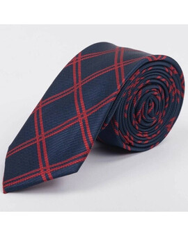 Прокат синего галстука в красную крупную клетку для мужских костюмов, изображение 1