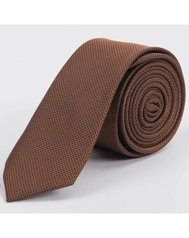 Аренда узкого галстука коричневого цвета с текстурой для мужского костюма, изображение 1
