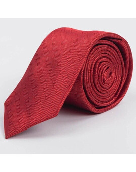 Прокат фактурного галстука ярко-красного цвета с ромбовидным узором для мужского костюма, изображение 1