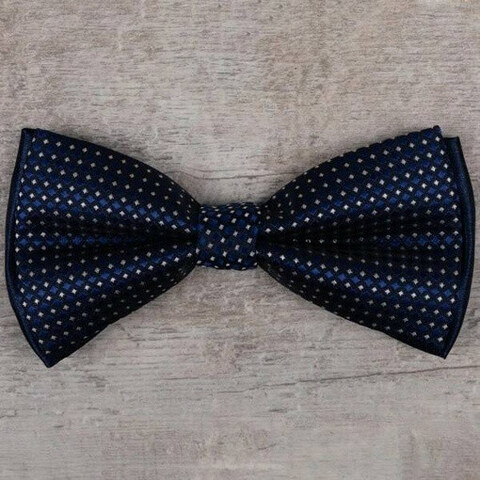 Аренда бабочки синего цвета с мелким бежевым узором для мужских костюмов