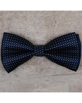 Аренда бабочки синего цвета с мелким бежевым узором для мужских костюмов, изображение 1