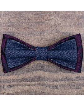 Аренда джинсовой бабочки с крупным бордовым узором для мужских костюмов, изображение 1