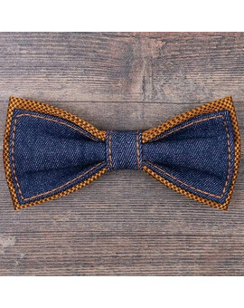 Аренда джинсовой бабочки с оранжевыми вставками для мужских костюмов, изображение 1