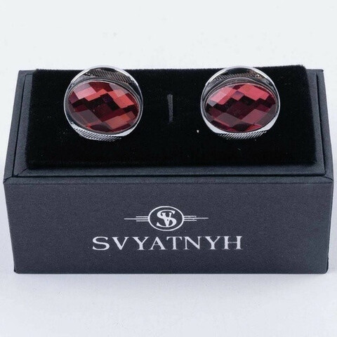 Аренда запонок с красной вставкой овальной формы для мужских костюмов