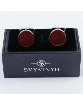 Аренда запонок с круглой крупной вставкой красного цвета для мужских костюмов, изображение 1