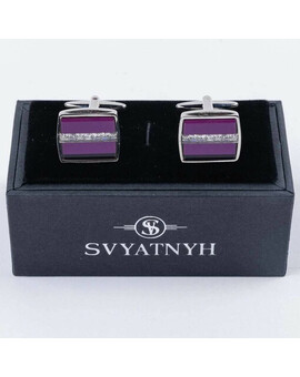 Прокат запонок с пурпурно-розовой вставкой для мужских костюмов, изображение 1