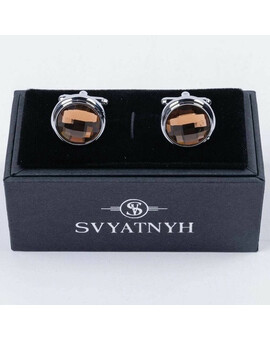 Прокат запонок круглой формы с оранжевыми вставками для мужских костюмов, изображение 1