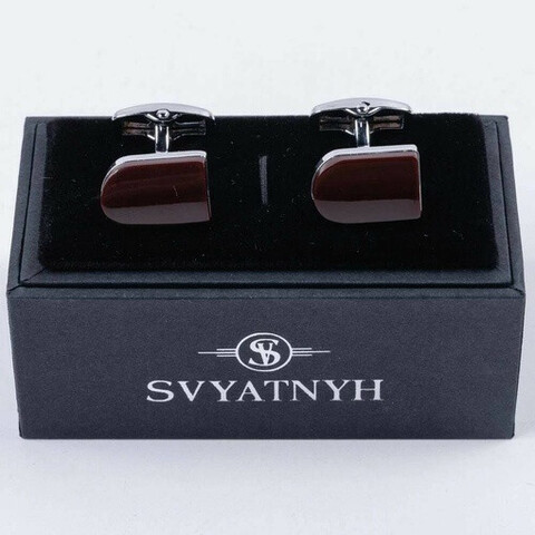 Аренда запонок с коричневой вставкой для мужских костюмов